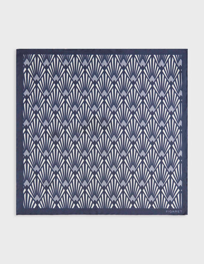 Printed navy silk pocket square