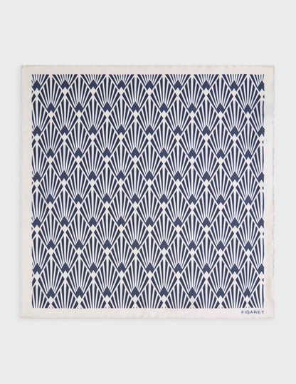 Printed ecru silk pocket square