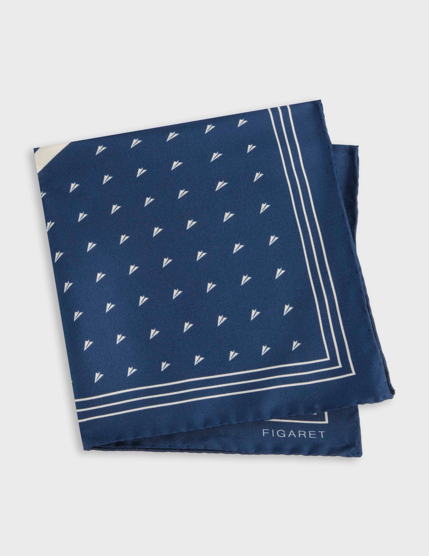 Printed Navy motifs silk pocket square