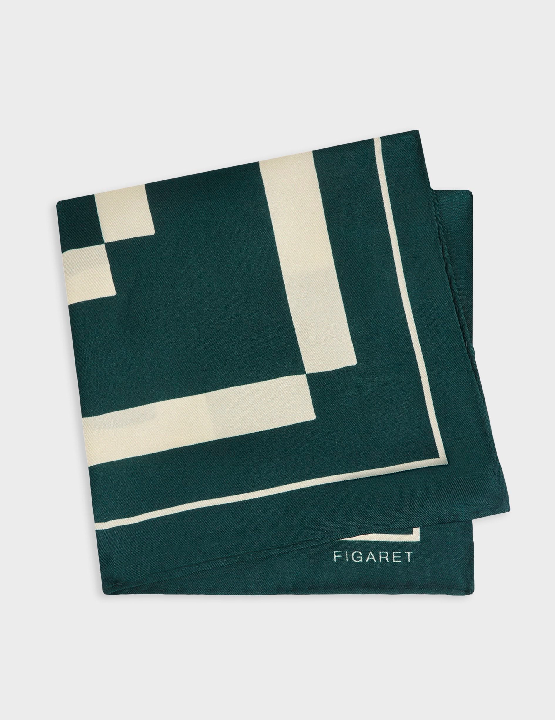 Printed green silk pocket square