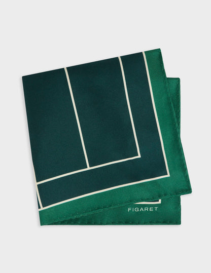 Pochette en soie imprimée verte foncée