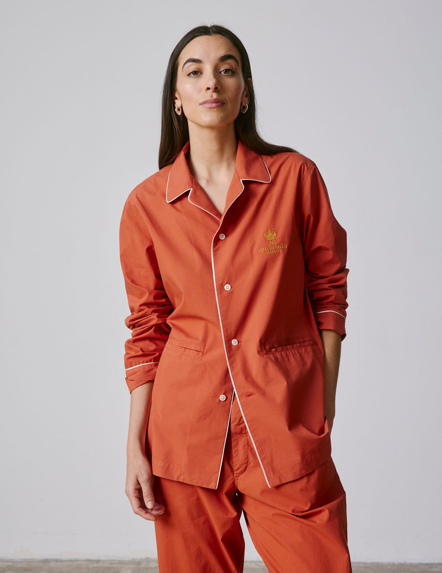 Pyjama Palais en popeline orange rouille