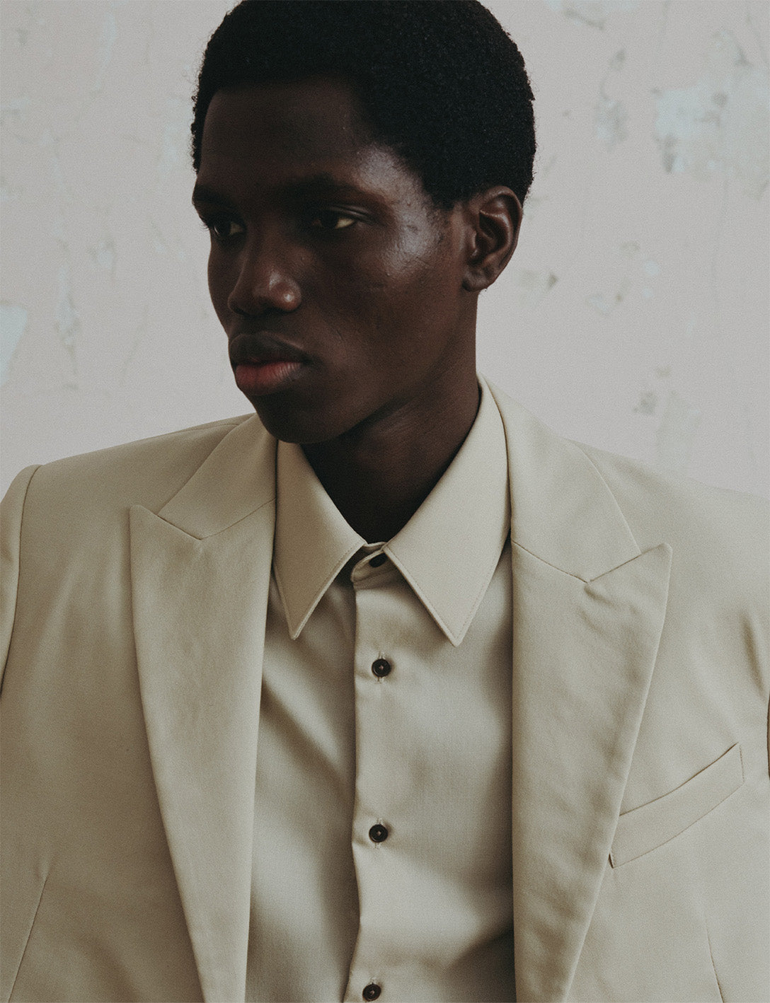 Beige virgin wool semi-fitted shirt - Toile - Somptueux Collar