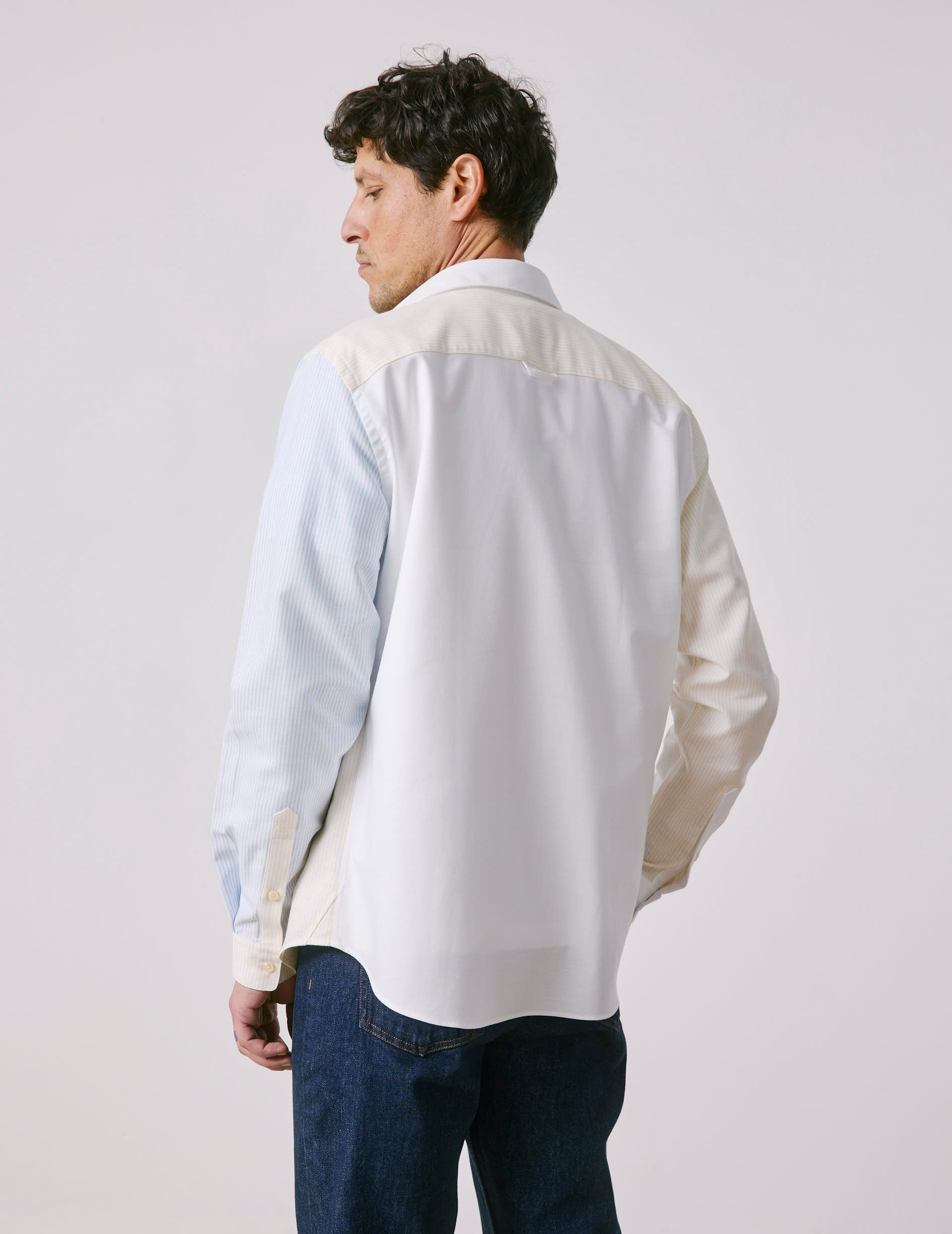 Fun shirt William rayée jaune - Oxford - Col Américain