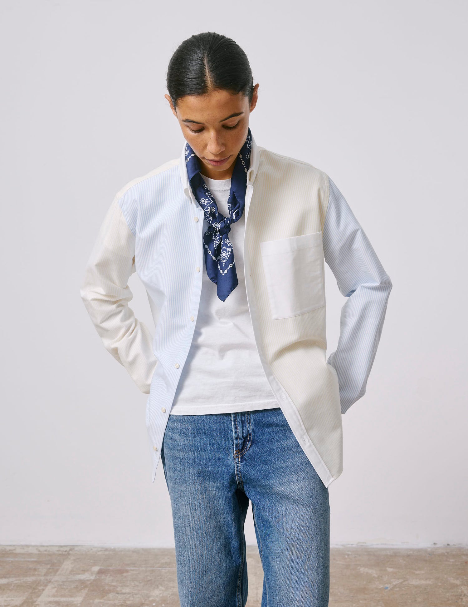 Fun shirt William rayée jaune - Oxford - Col Américain#7