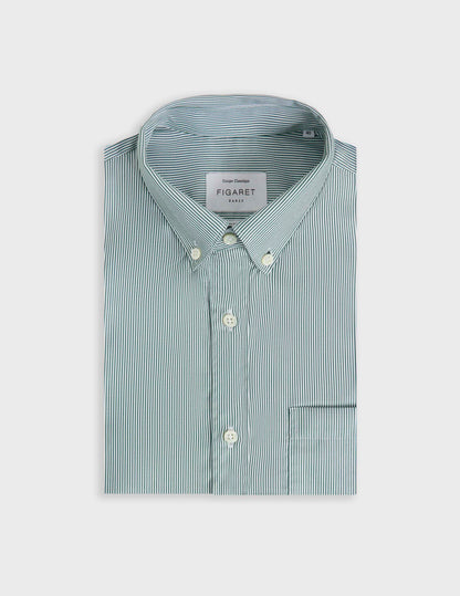 Chemise classique Voyage rayée verte