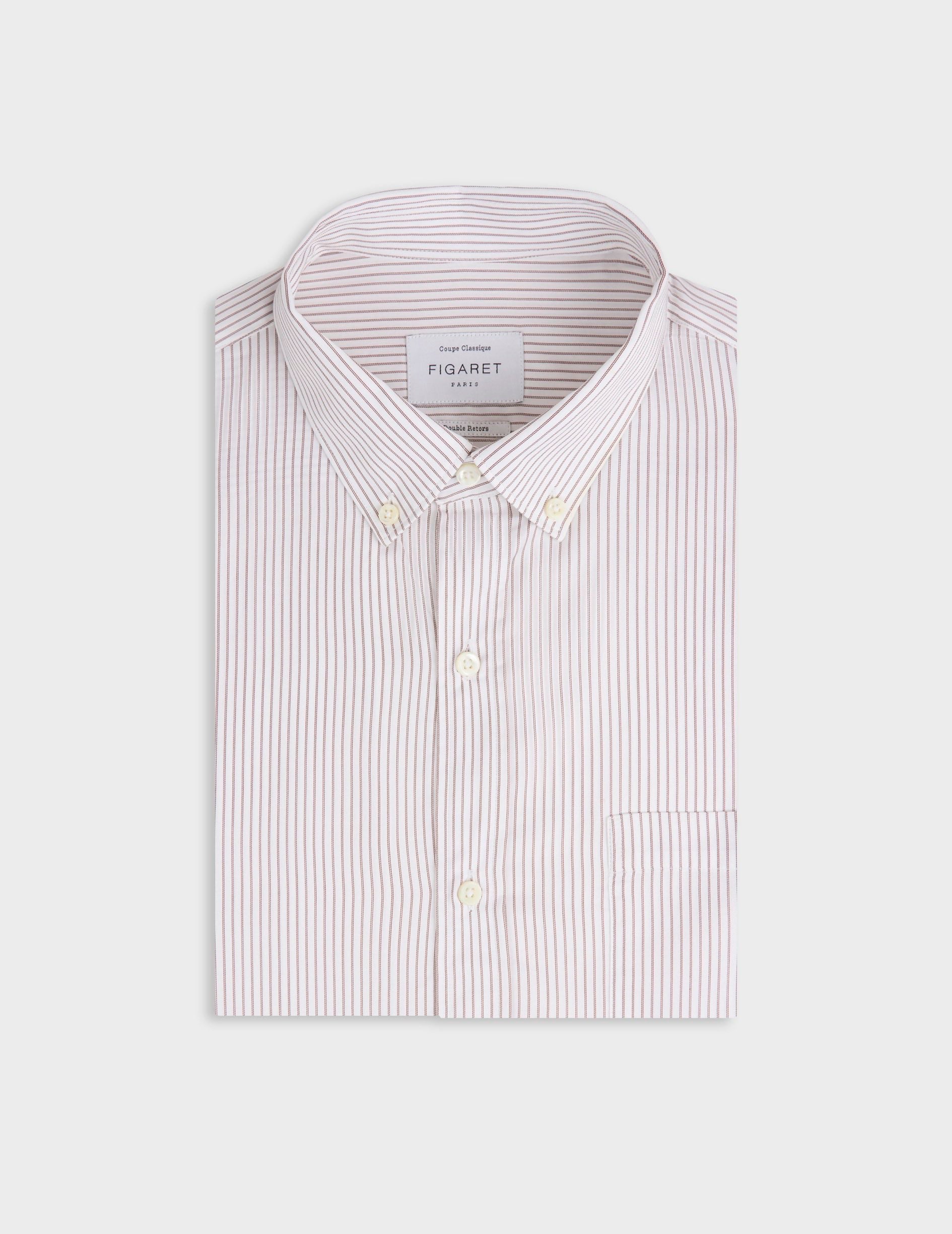 Chemise classique rayée marron