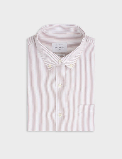 Chemise classique rayée marron