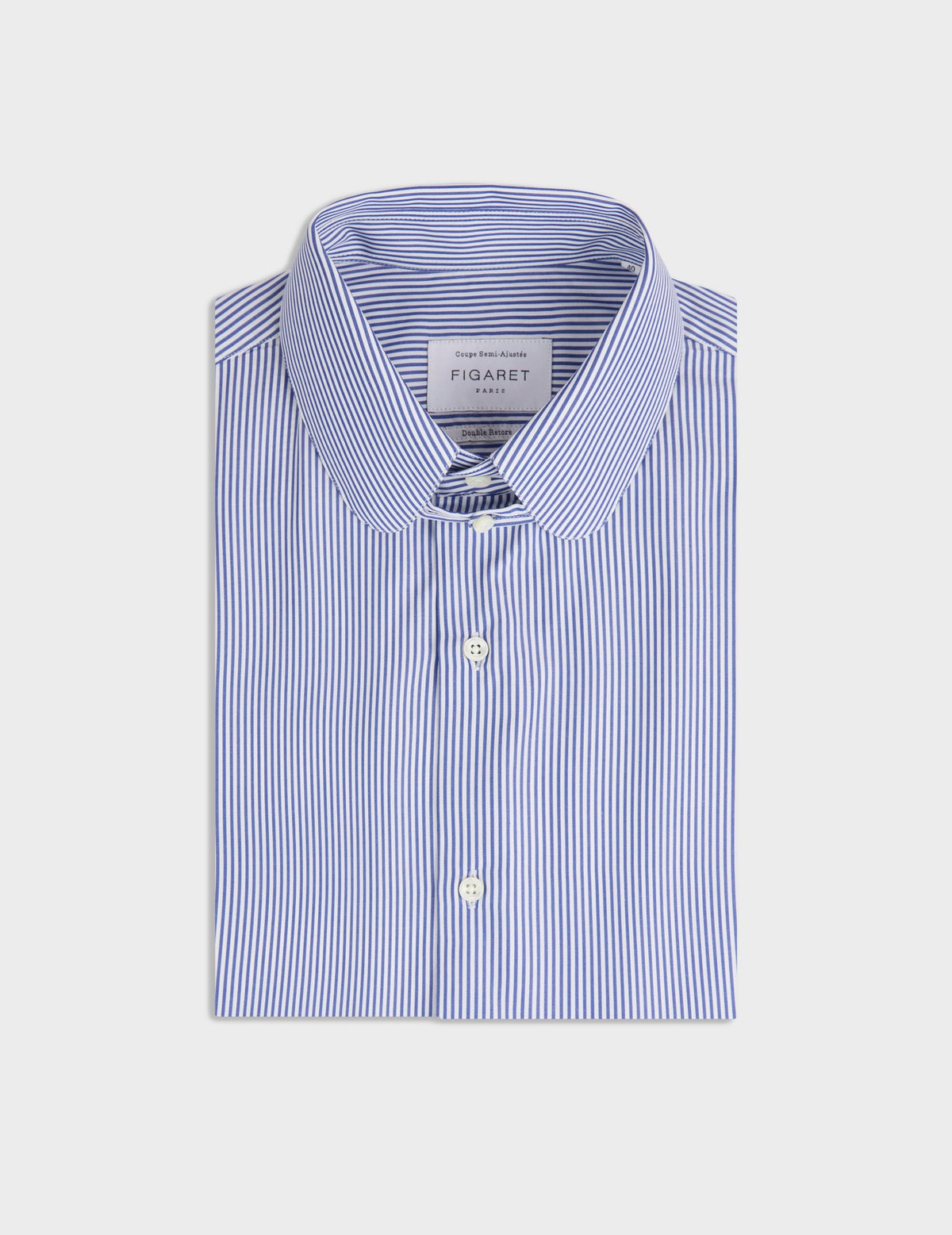 Chemise semi-ajustée rayée bleue - Popeline - Col Anglais#3