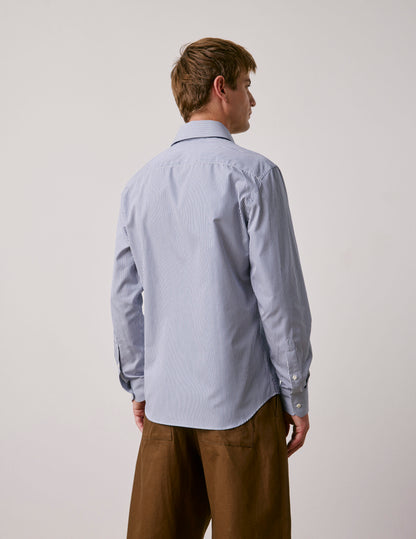 Chemise semi-ajustée rayée bleue