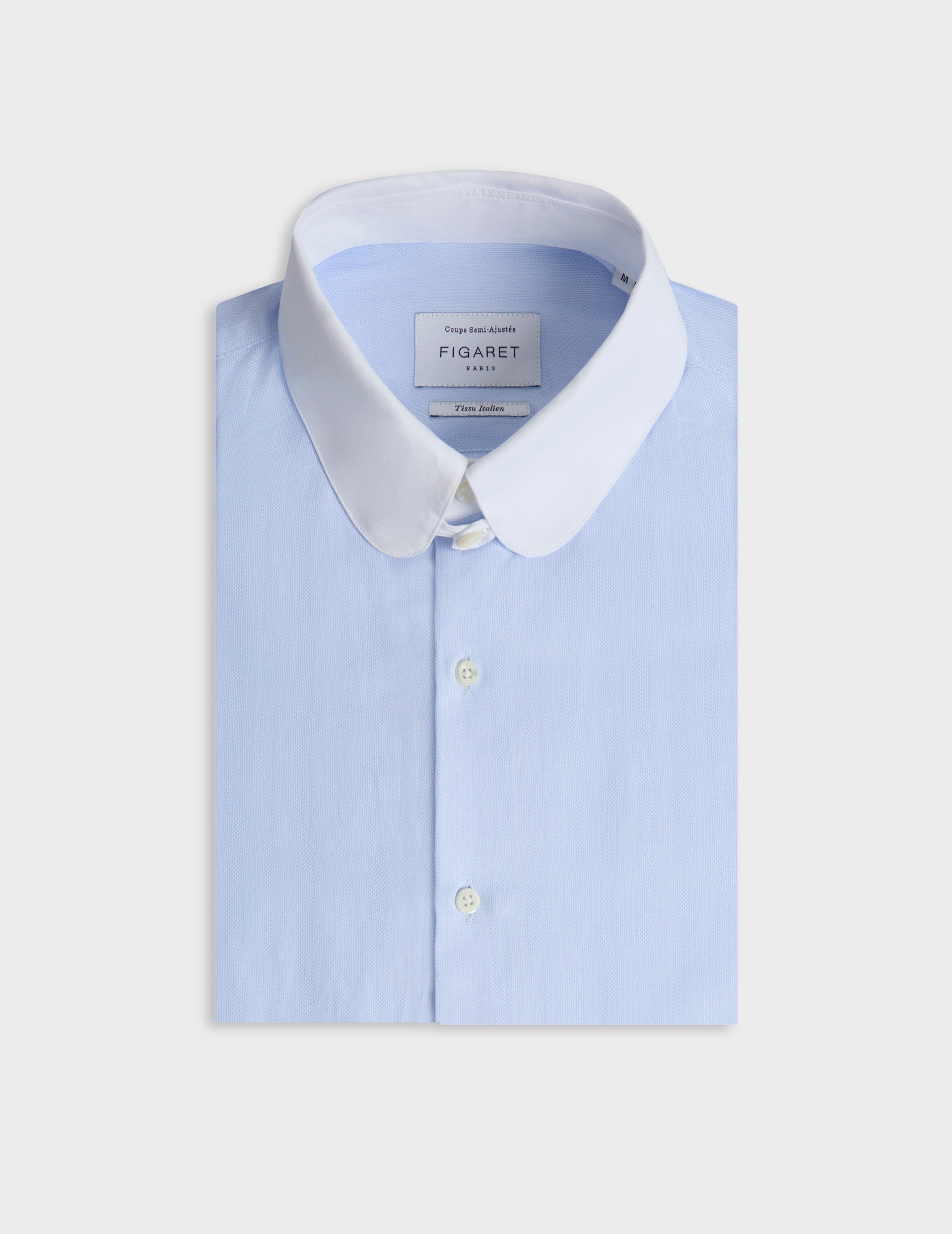 Chemise semi-ajustée bleu clair - Chevron - Col Anglais