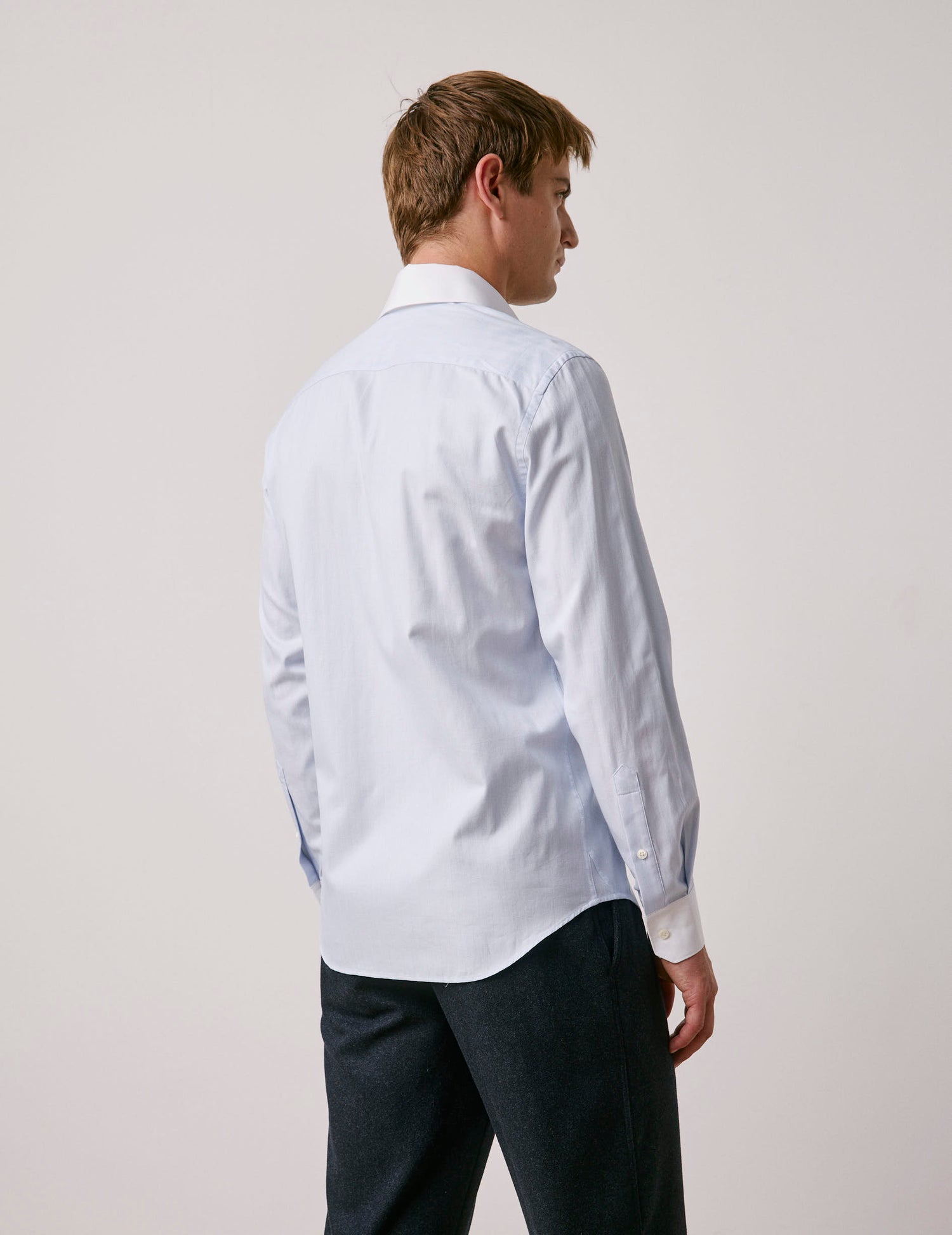 Chemise semi-ajustée bleu clair - Chevron - Col Anglais#3