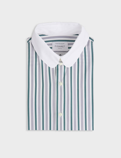 Chemise semi-ajustée rayée verte