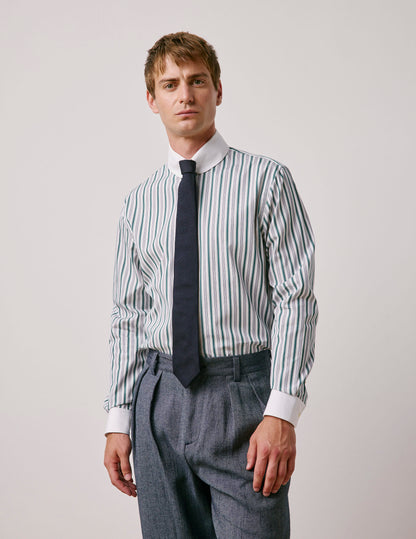Chemise semi-ajustée rayée verte