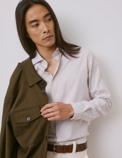 Chemise Aristote rayée beige