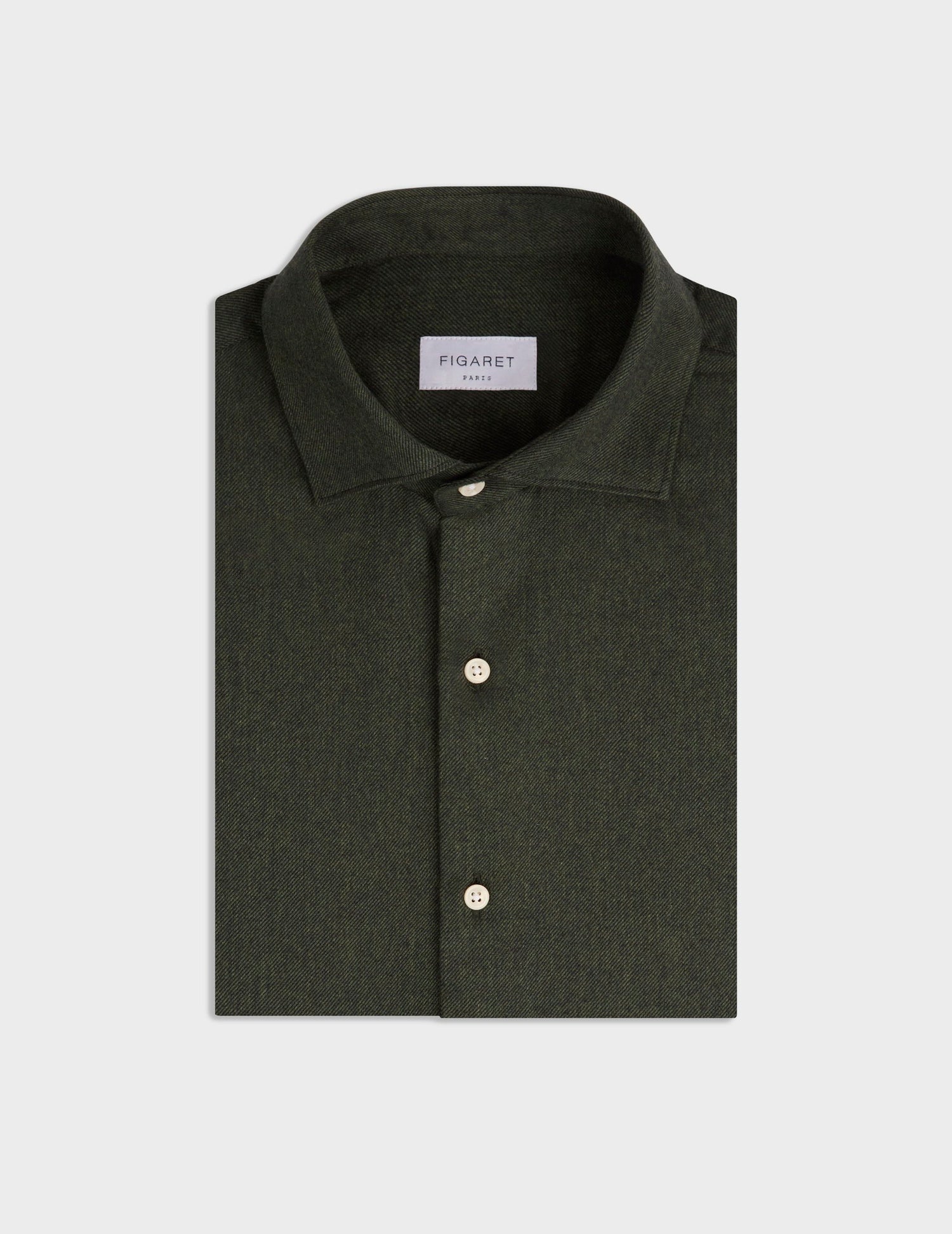 Chemise Aristote en flanelle verte - Flanelle - Col Italien#3
