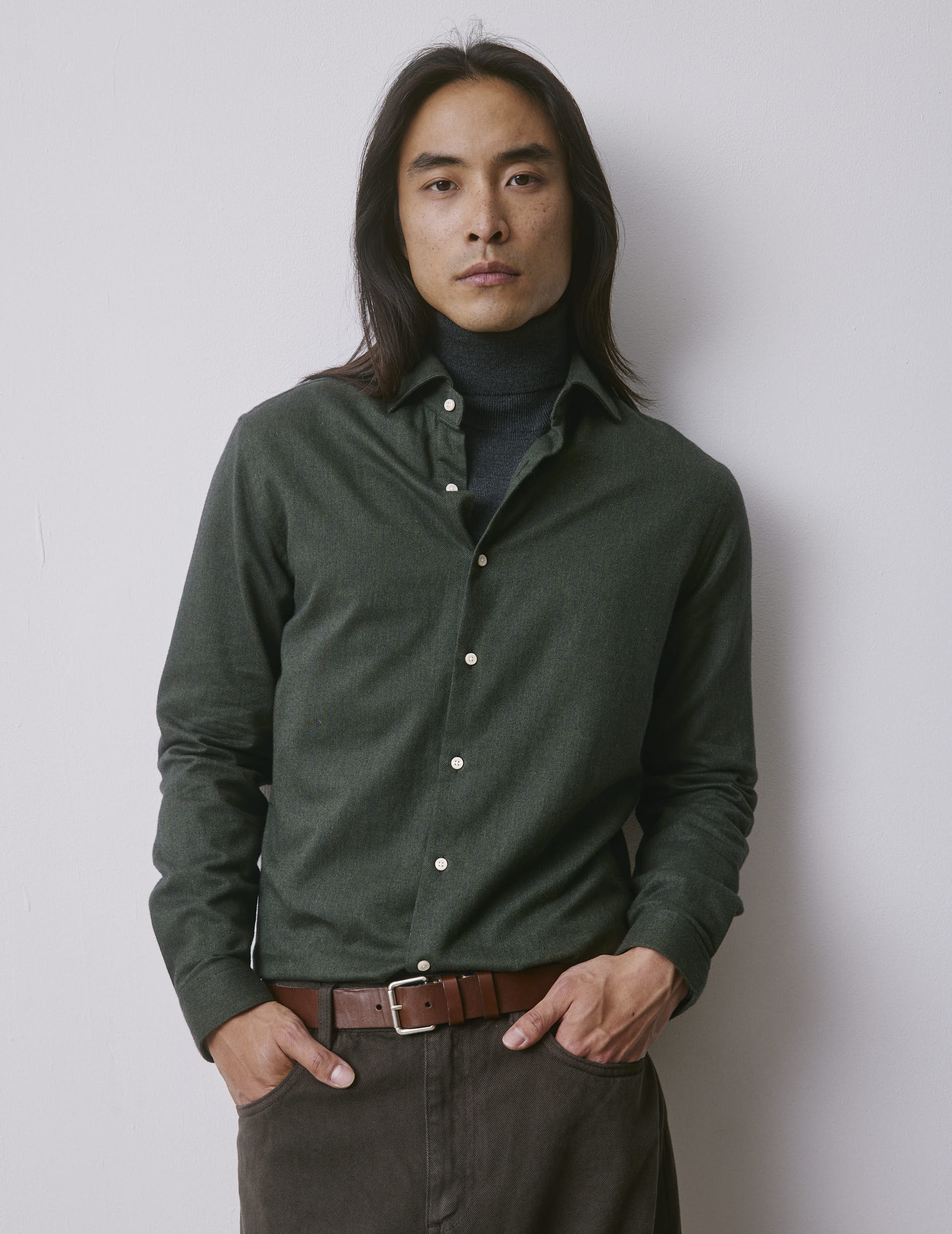 Chemise Aristote en flanelle verte