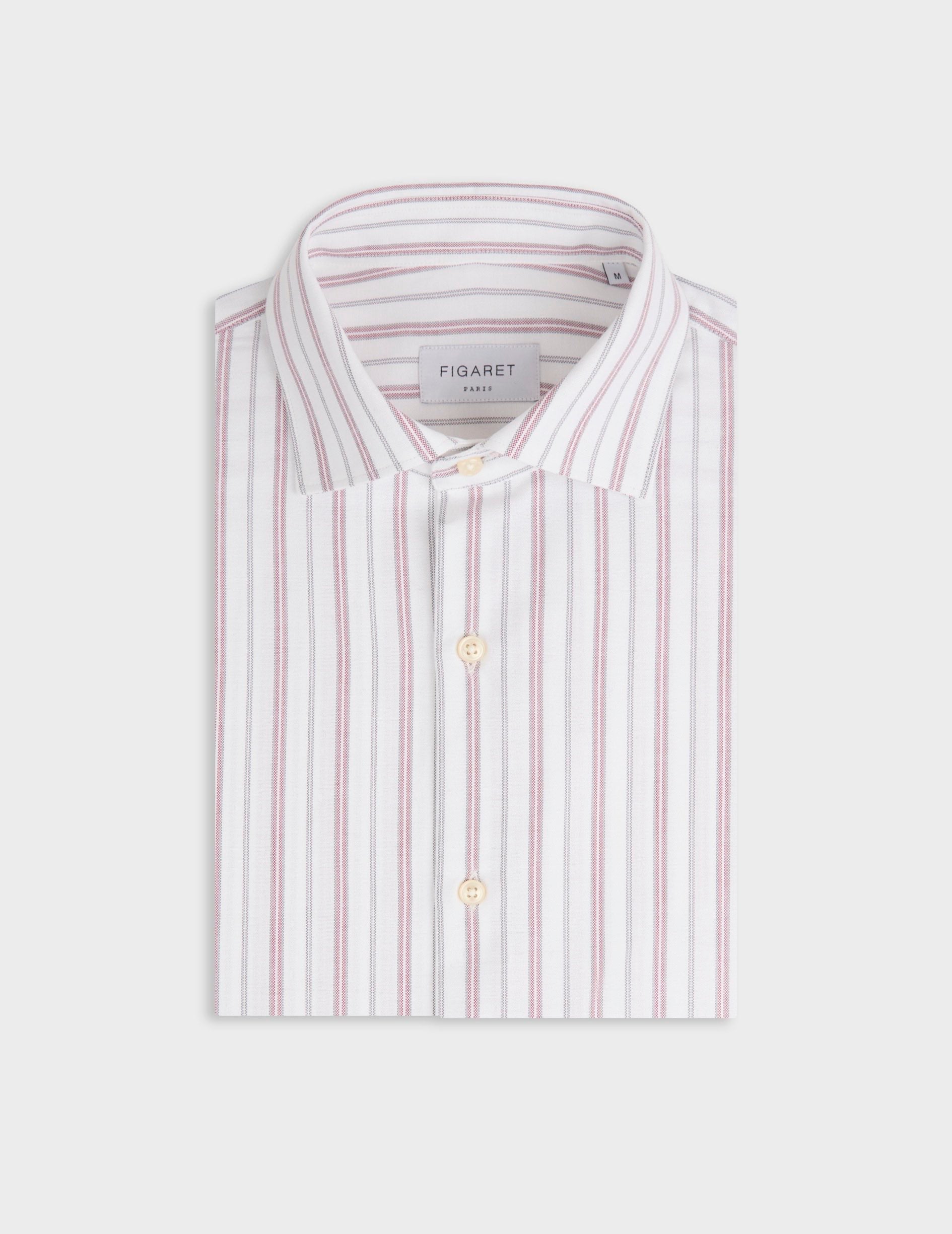 Chemise Aristote rayée rouge - Oxford - Col Italien