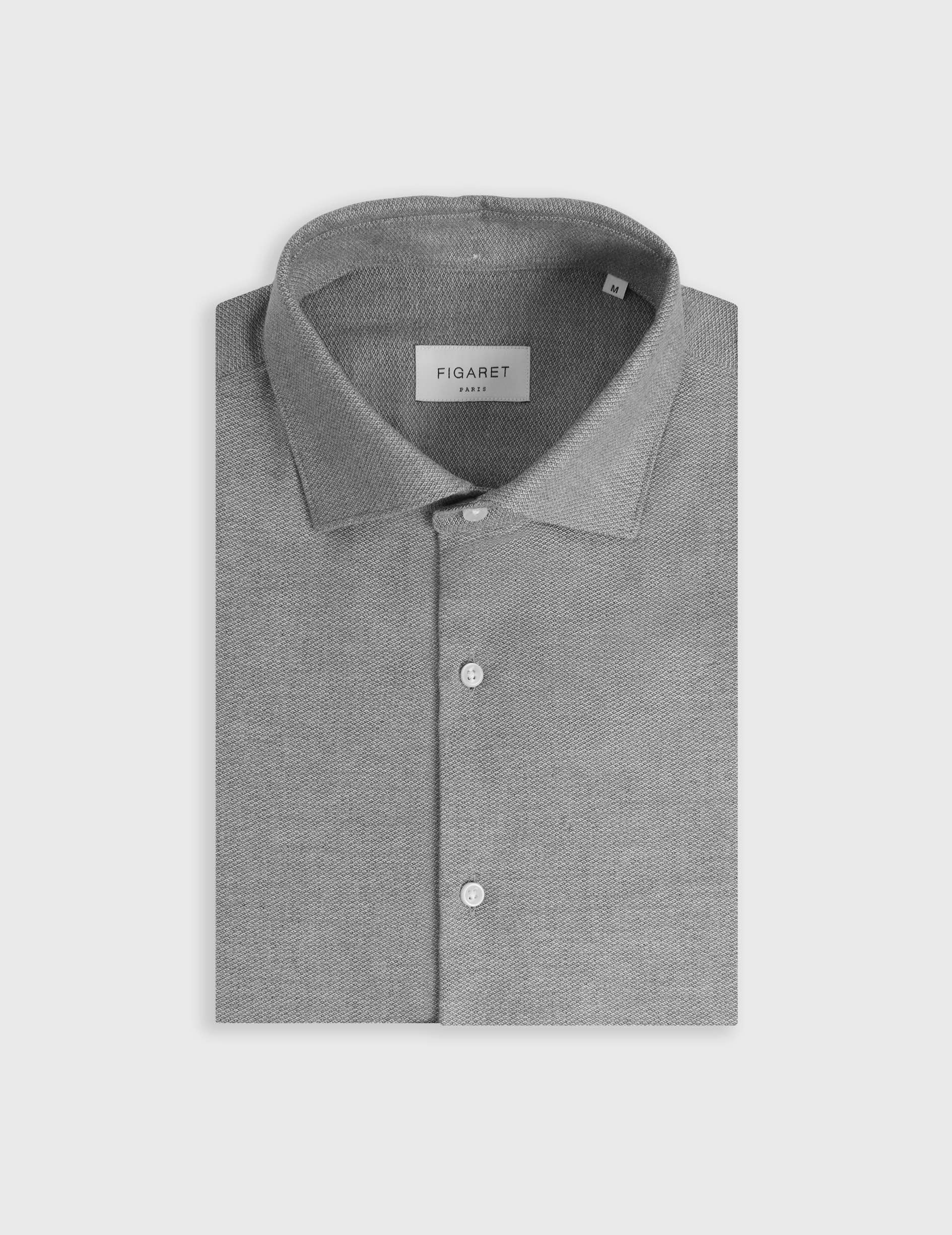 Chemise Aristote en flanelle gris - Flanelle - Col Italien
