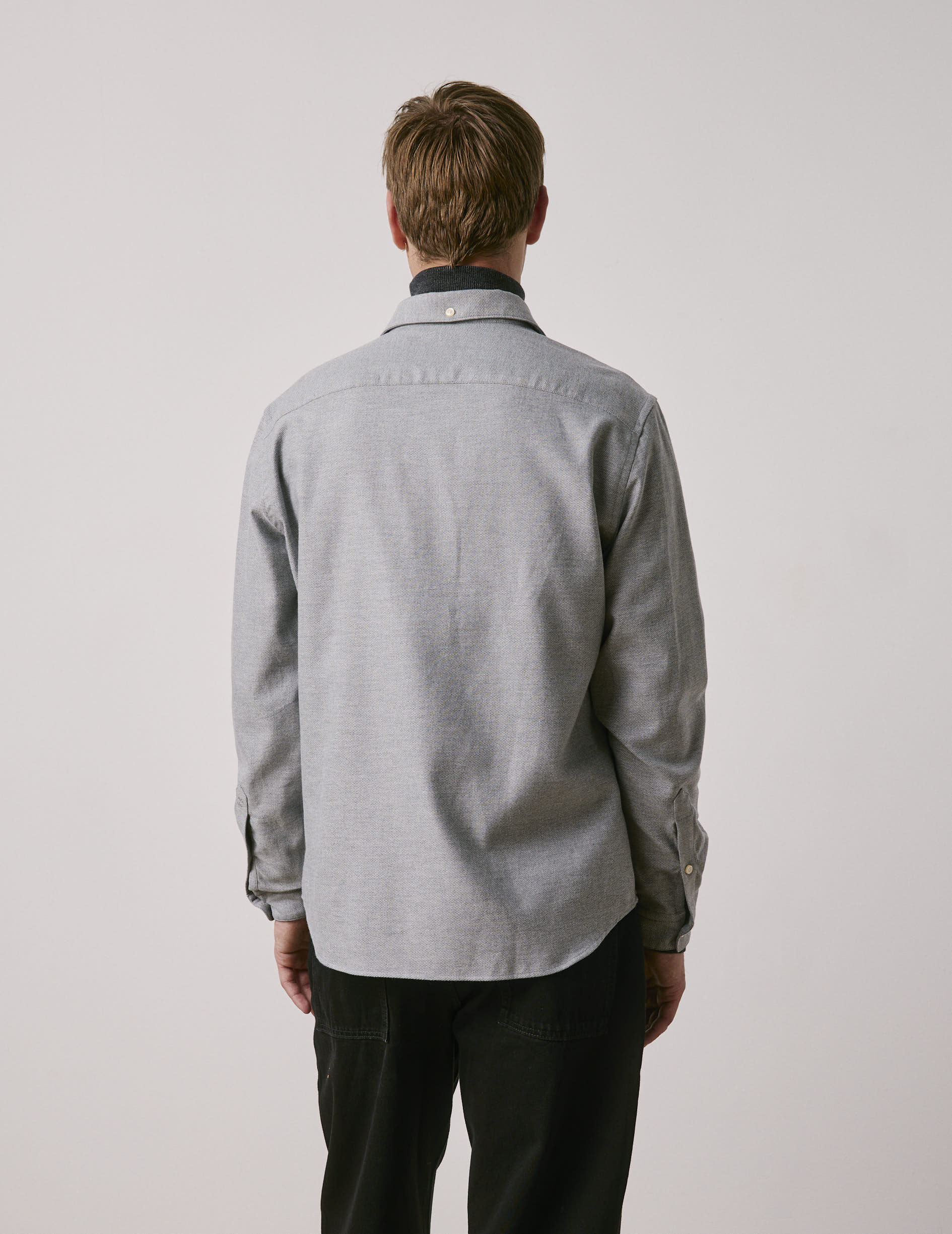 Chemise Aristote en flanelle gris - Flanelle - Col Italien