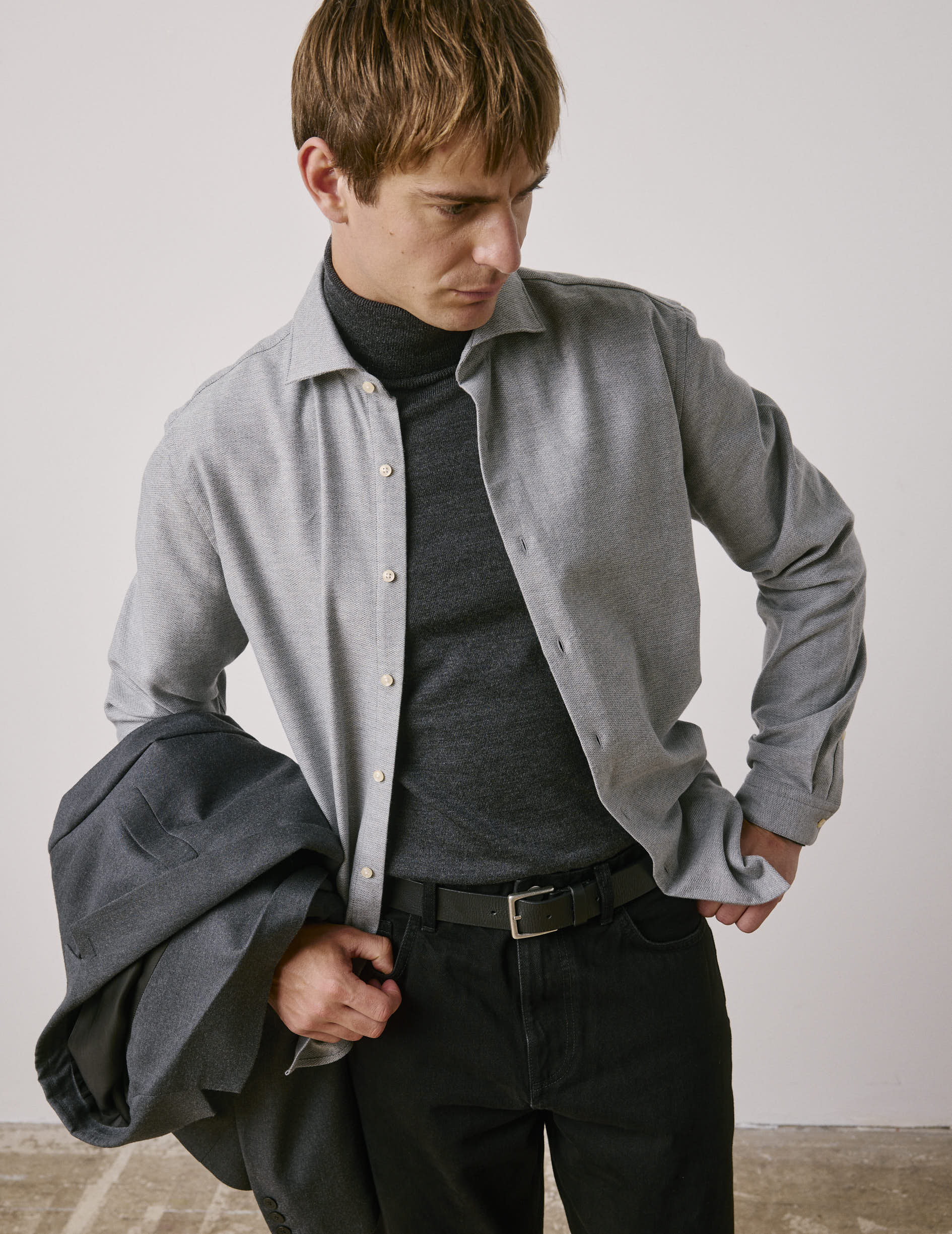 Chemise Aristote en flanelle gris
