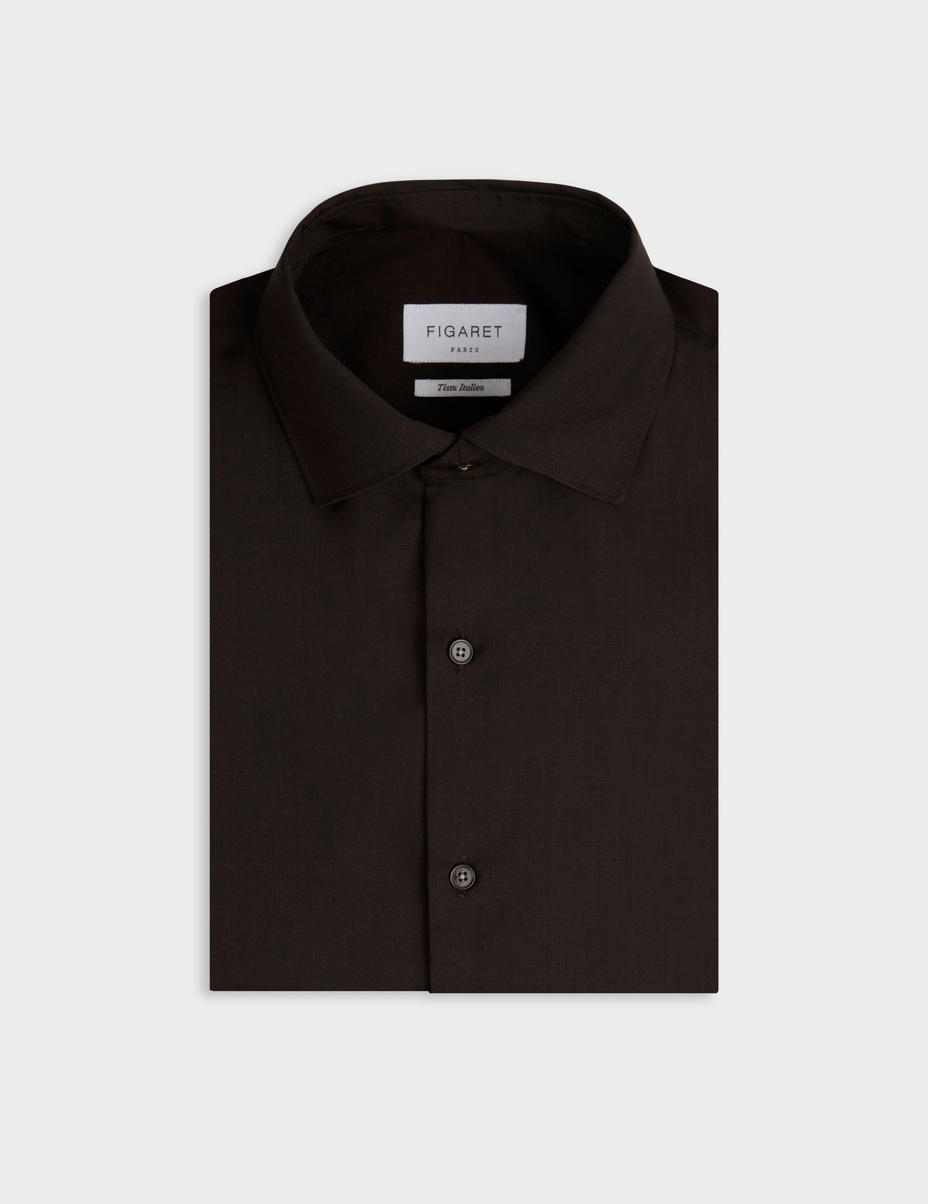 Aristote brown virgin wool shirt - Wool - Italian Collar