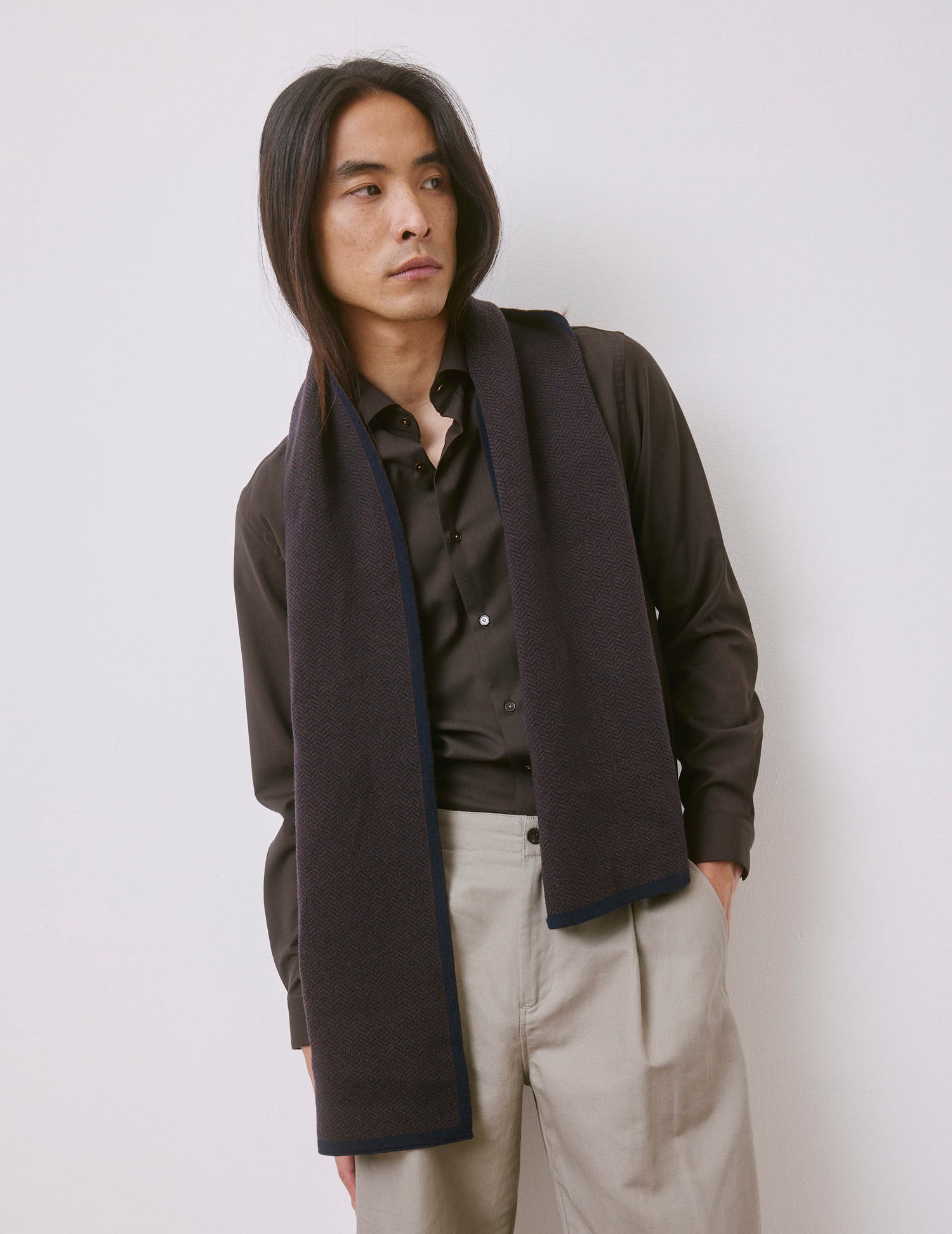 Aristote brown virgin wool shirt - Wool - Italian Collar#3