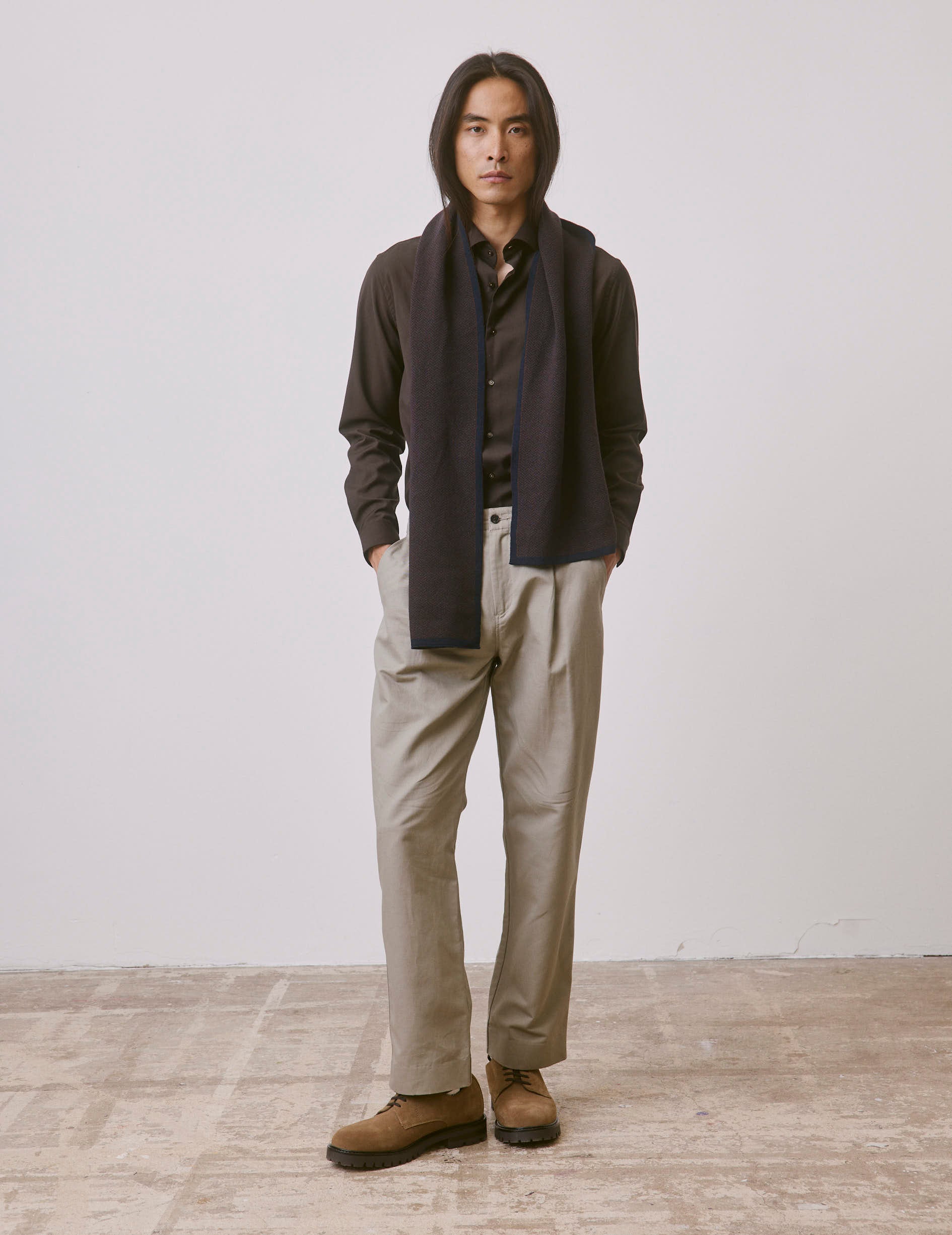 Aristote brown virgin wool shirt - Wool - Italian Collar