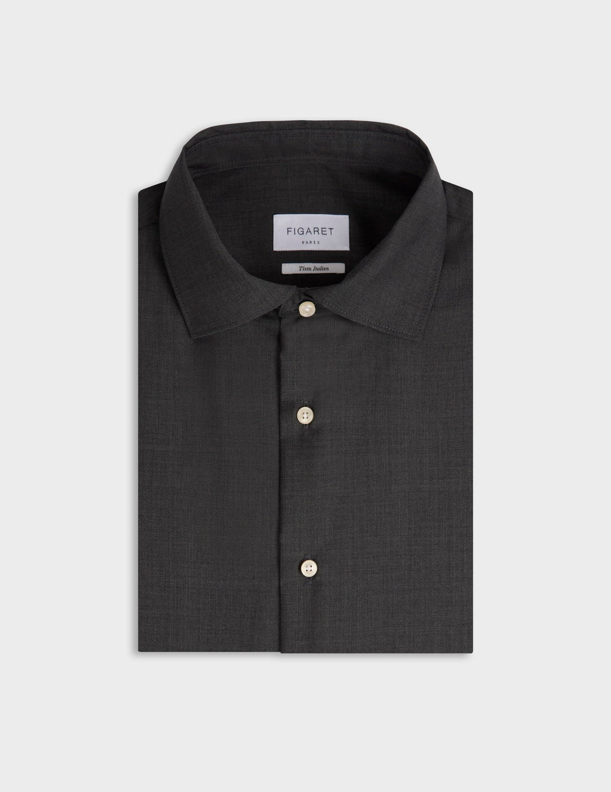 Chemise Aristote en laine vierge gris - Laine - Col Italien#4