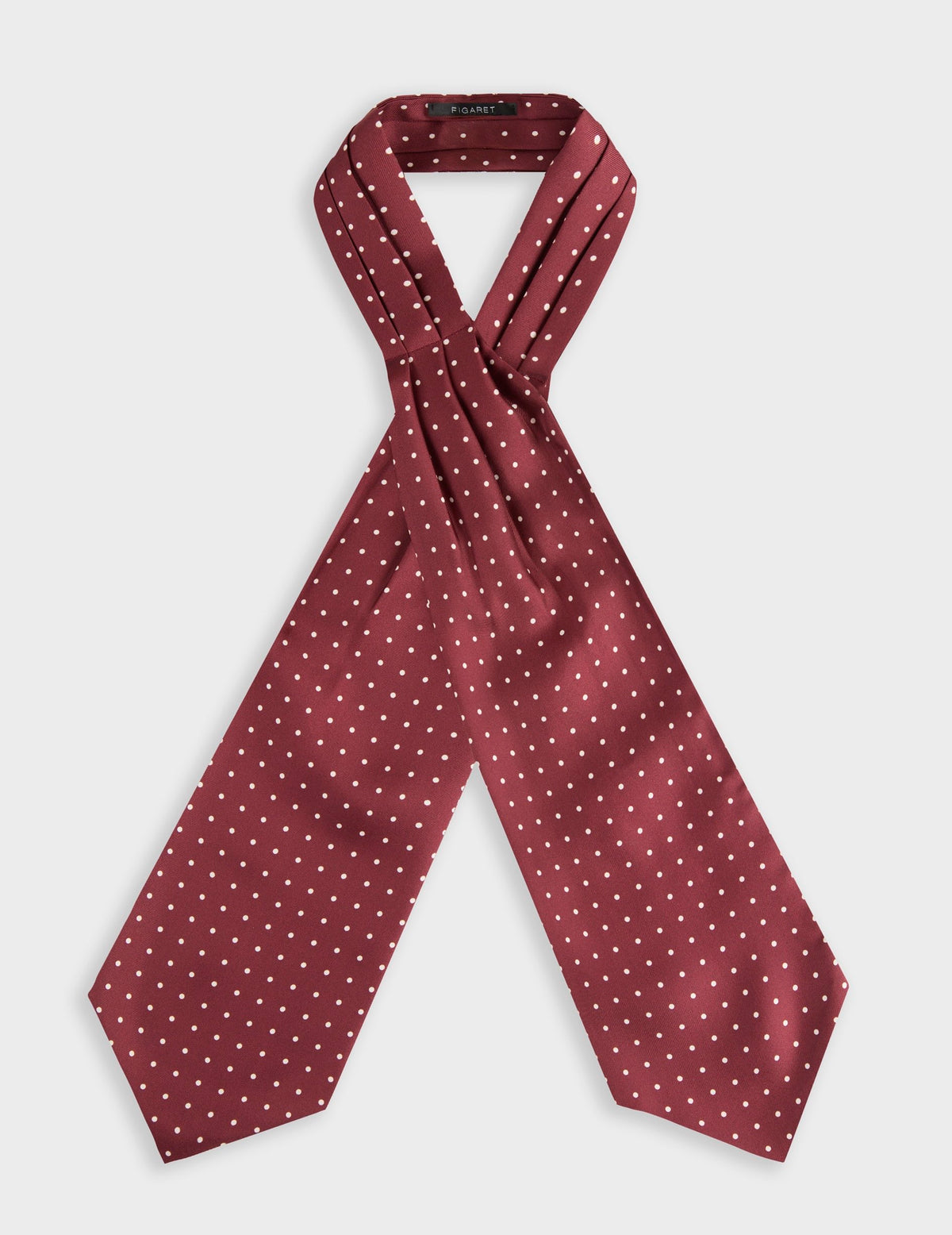 Ascot en twill de soie à pois bordeaux