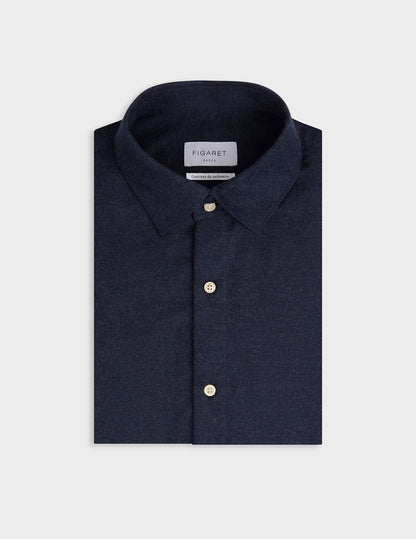 Chemise Auguste en flanelle et cachemire bleu marine
