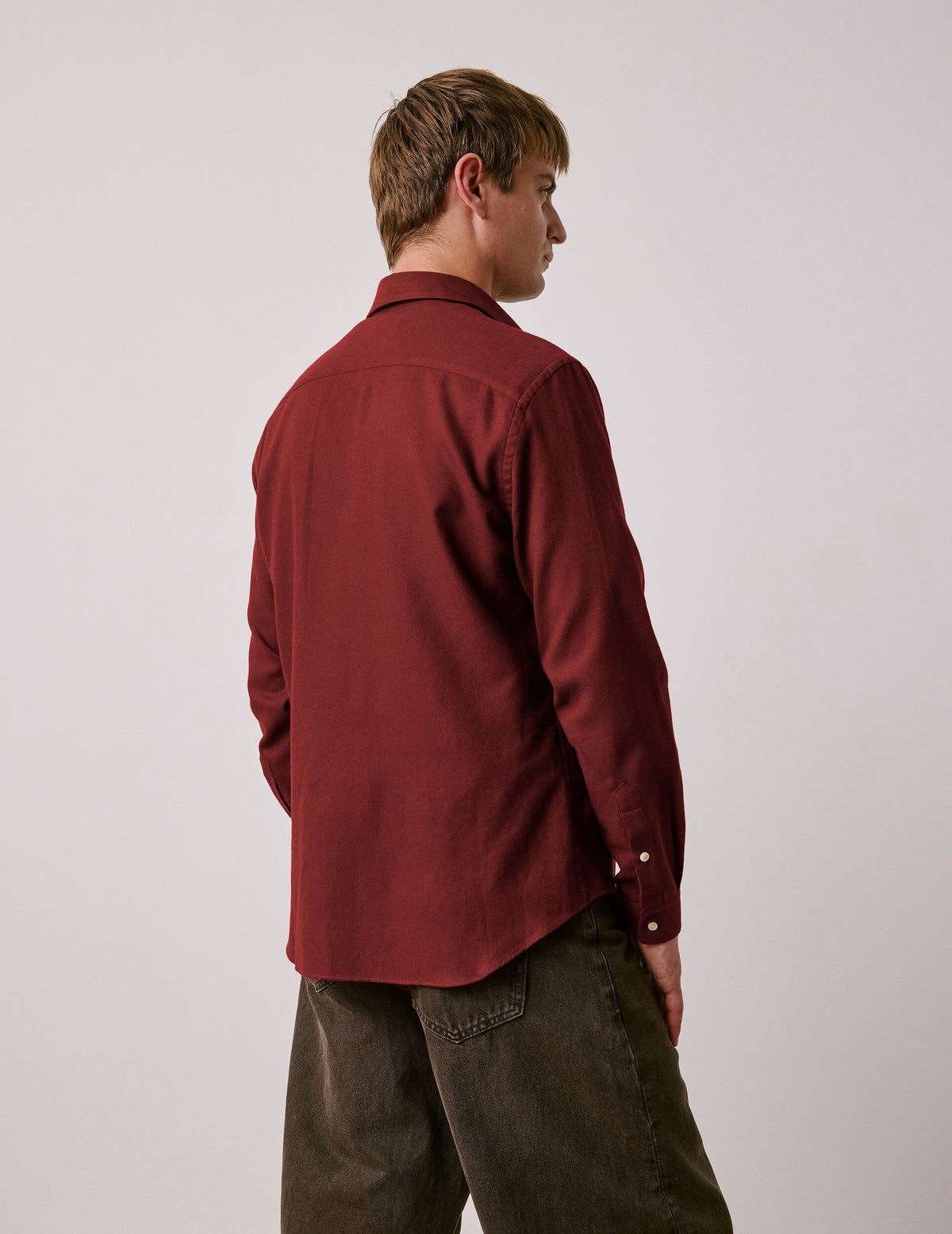 Burgundy flannel Auguste shirt - Flannel - French Collar