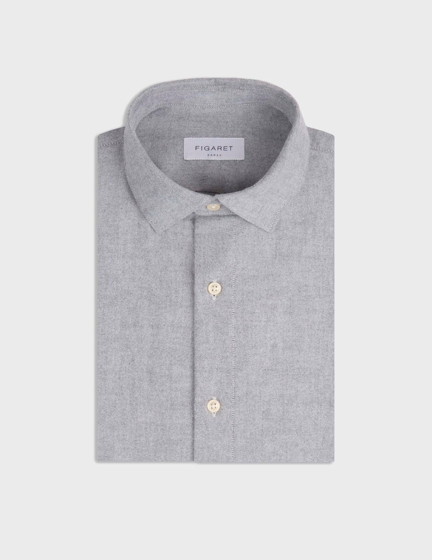 Chemise Auguste gris - Oxford gratté - Col Français#3