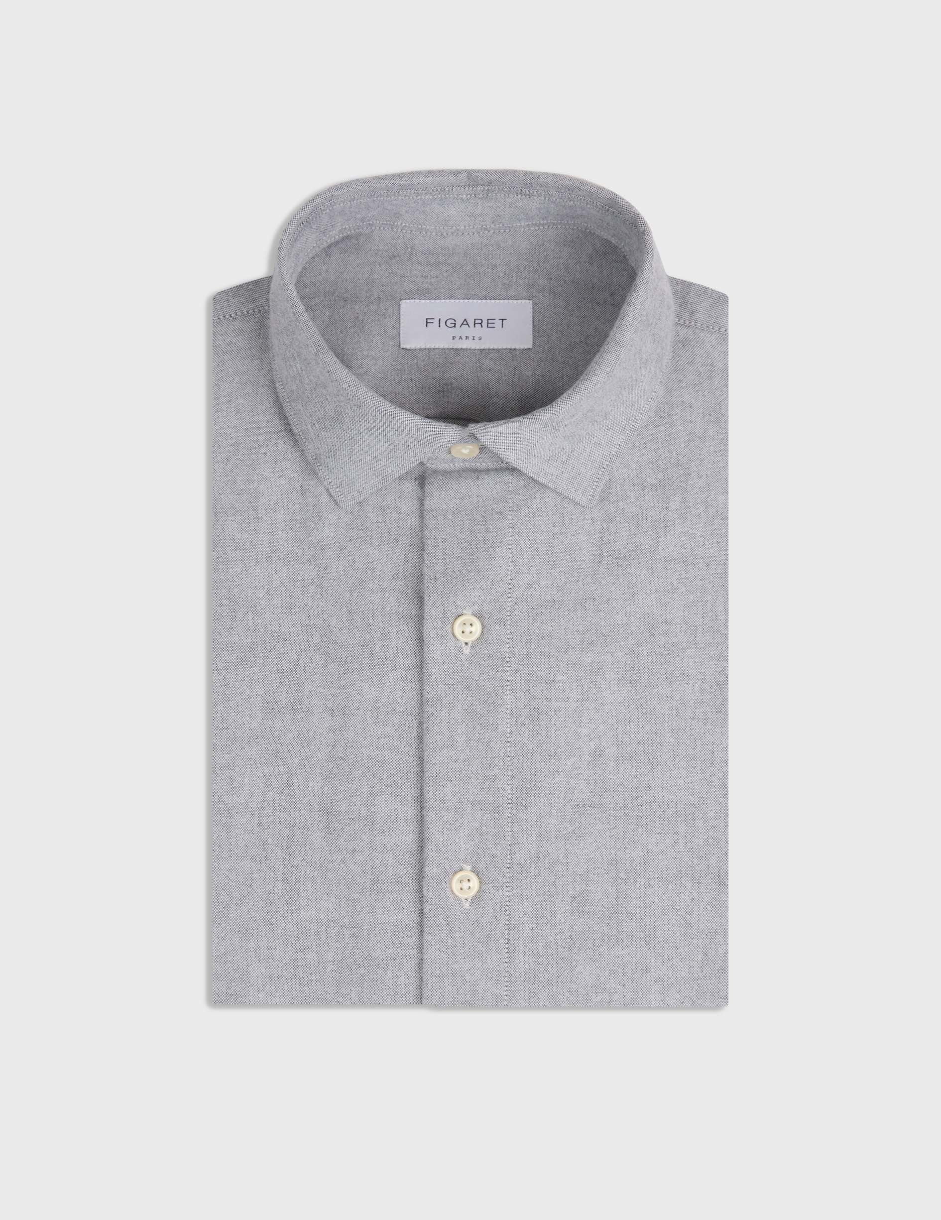 Chemise Auguste gris - Oxford gratté - Col Français