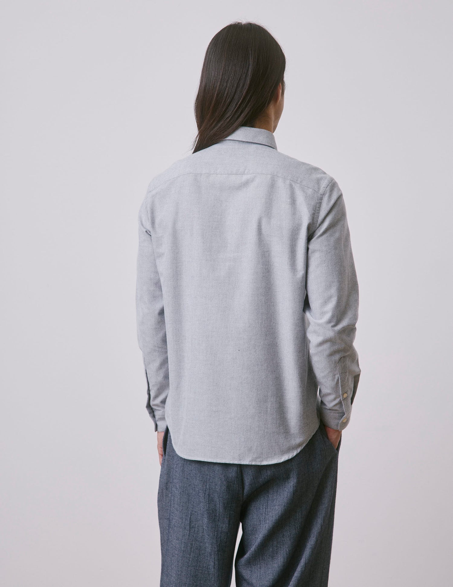Chemise Auguste gris - Oxford gratté - Col Français#2