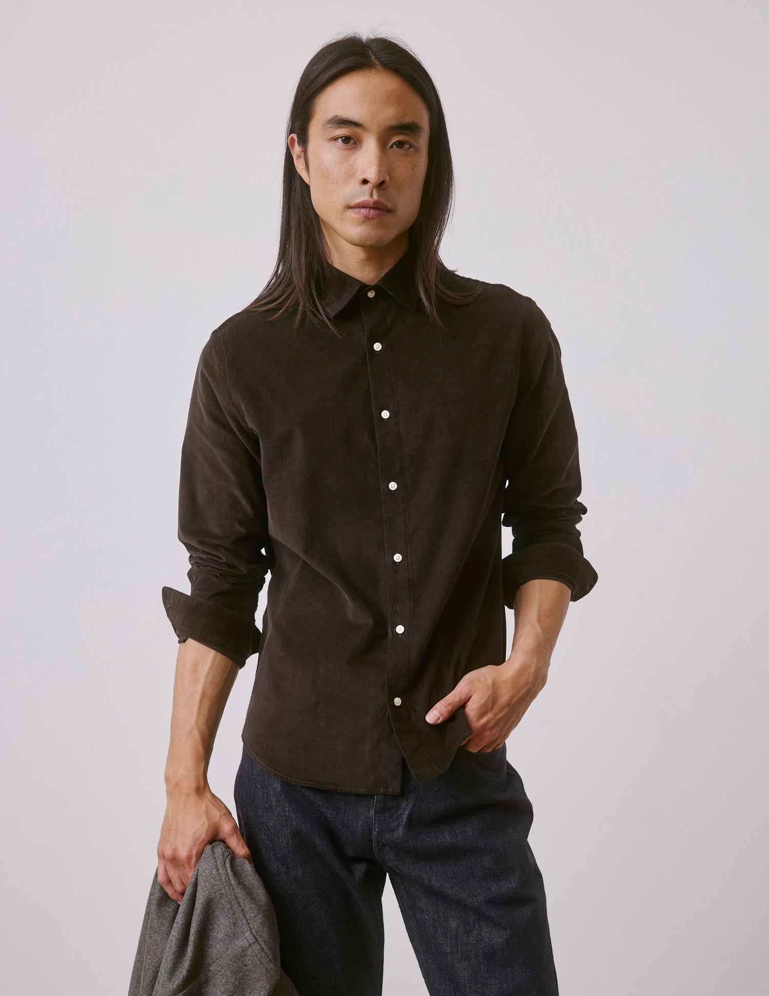 Auguste brown velvet shirt - Velvet - French Collar