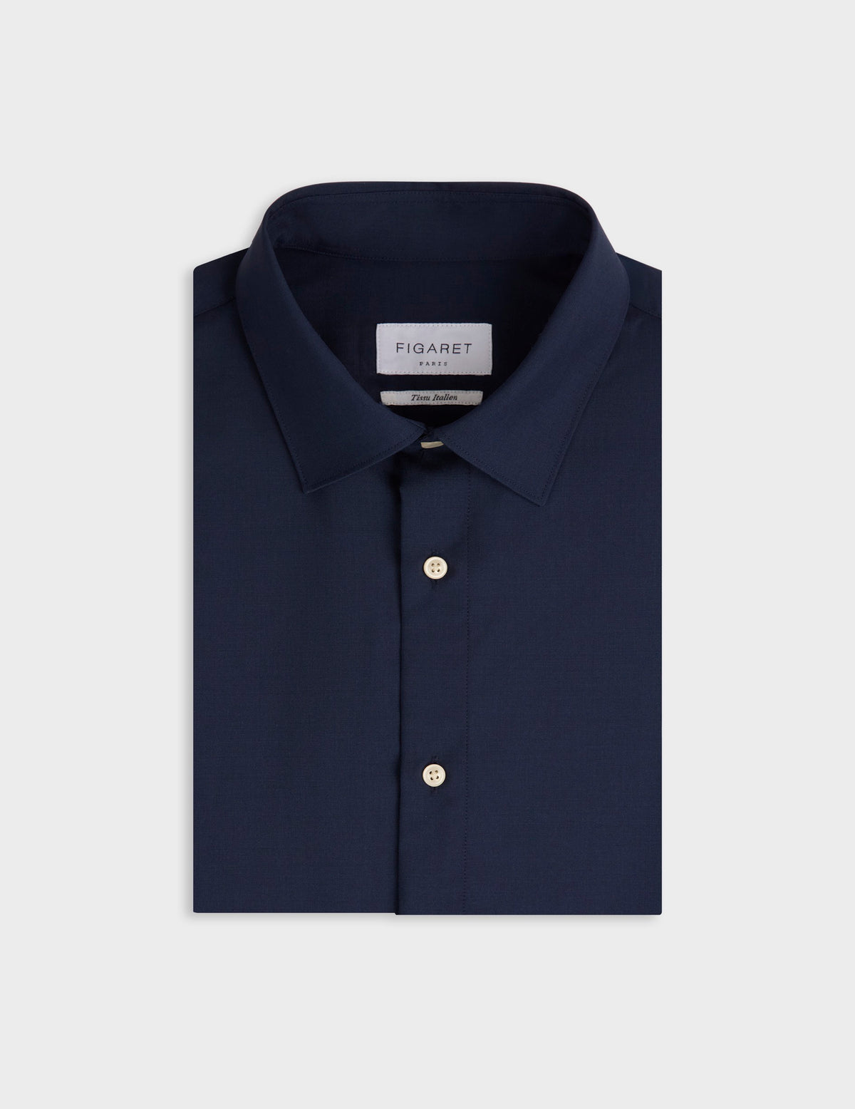 Chemise Auguste en laine vierge bleu marine - Laine - Col Français#5