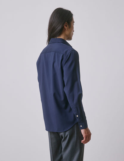Chemise Auguste en laine vierge bleu marine