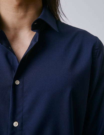 Chemise Auguste en laine vierge bleu marine