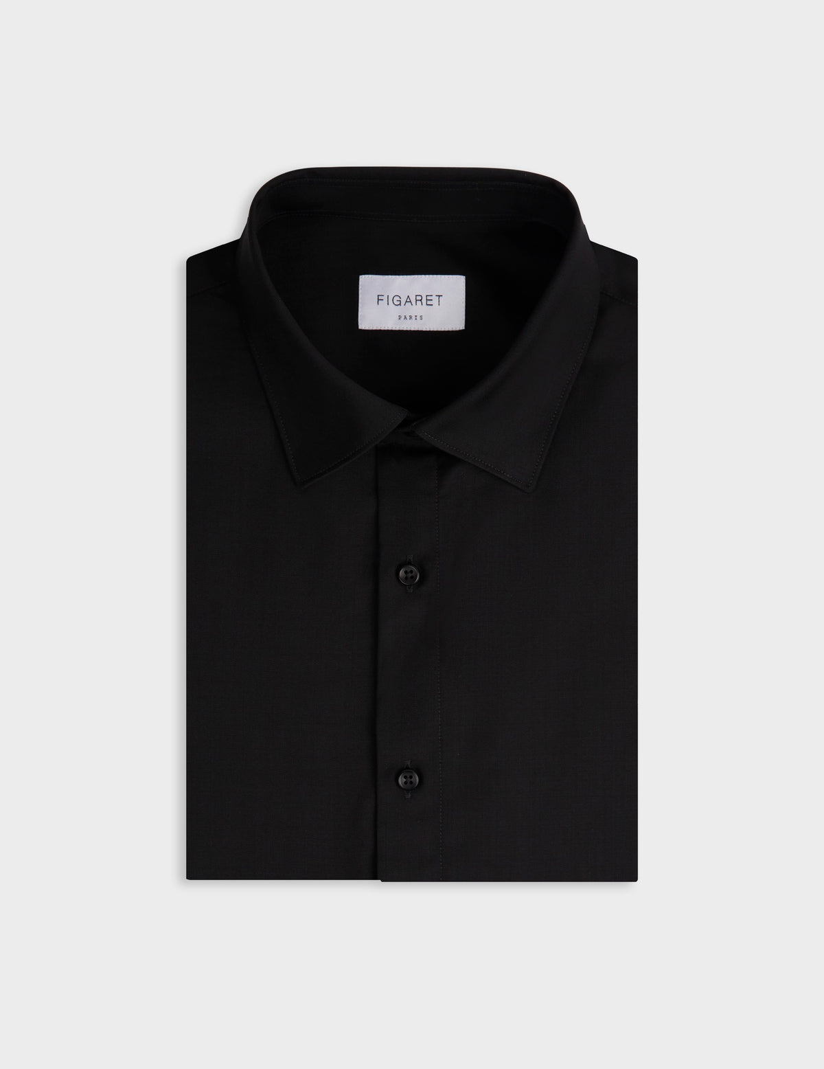 Chemise Auguste en laine vierge noire - Laine - Col Français