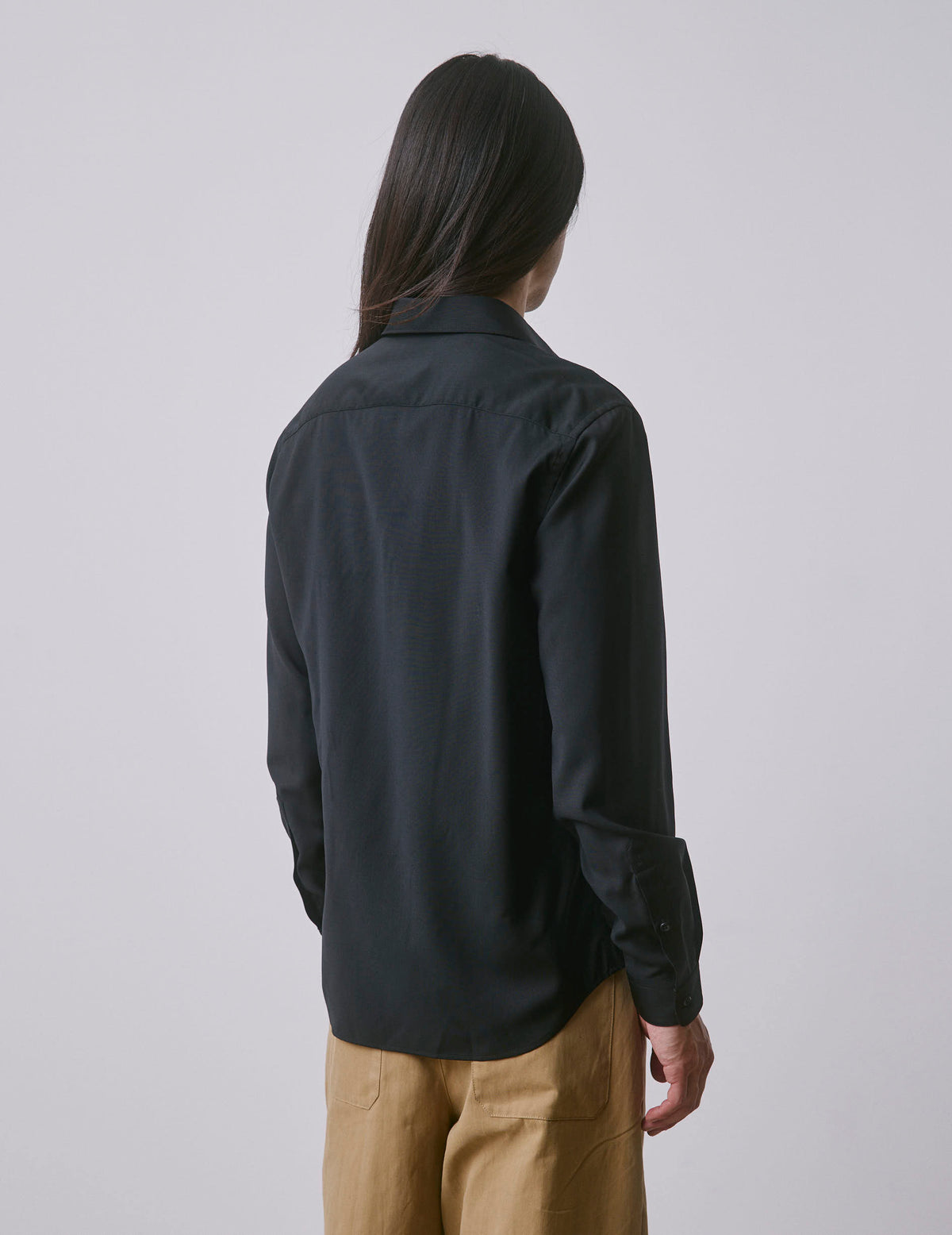 Chemise Auguste en laine vierge noire - Laine - Col Français