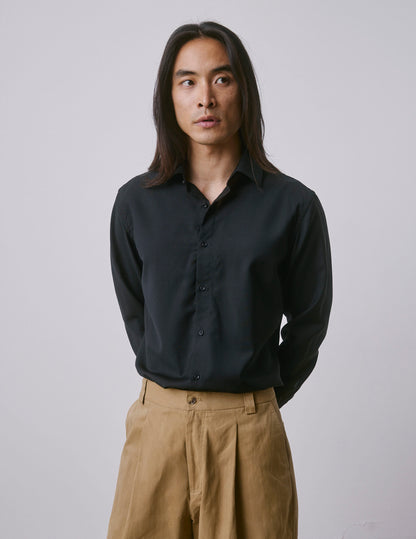 Chemise Auguste en laine vierge noire