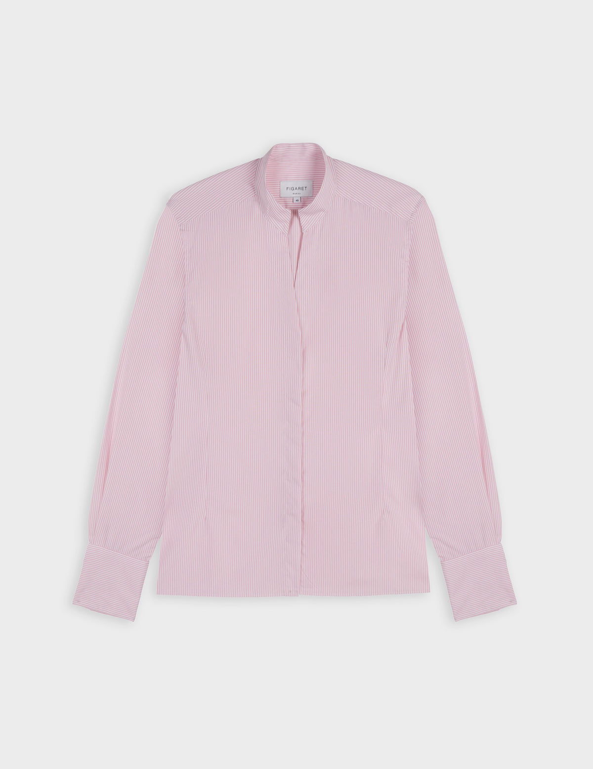 Chemise Carlita rayée rose - Popeline - Col Droit ouvert#4