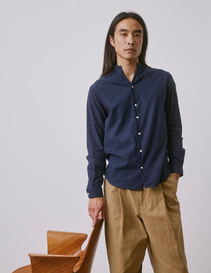Chemise Carl en flanelle bleu marine