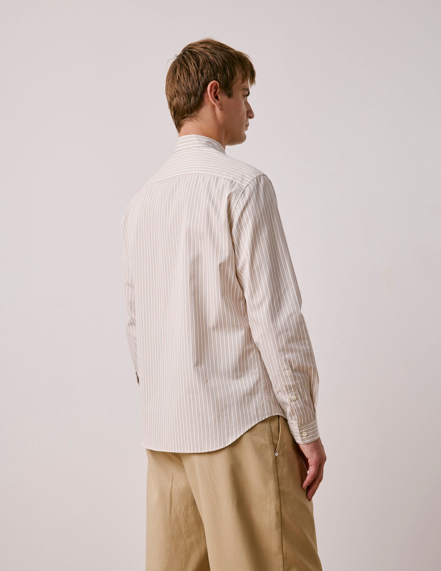 Chemise Carl rayée beige - Popeline - Col Carl#2
