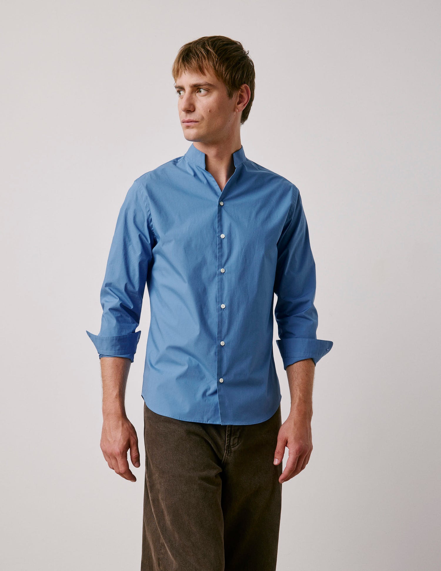 Chemise Carl bleue - Popeline - Col Carl