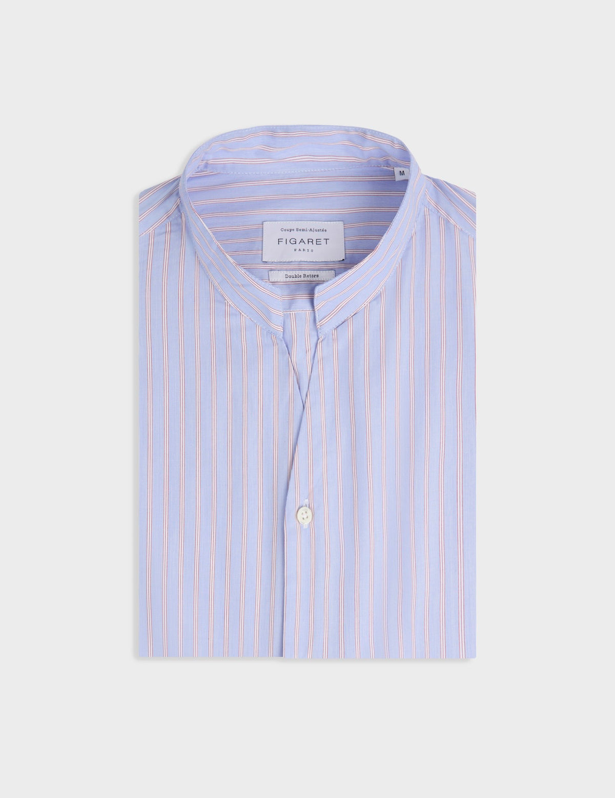 Chemise Carl bleue rayée - Popeline - Col Carl
