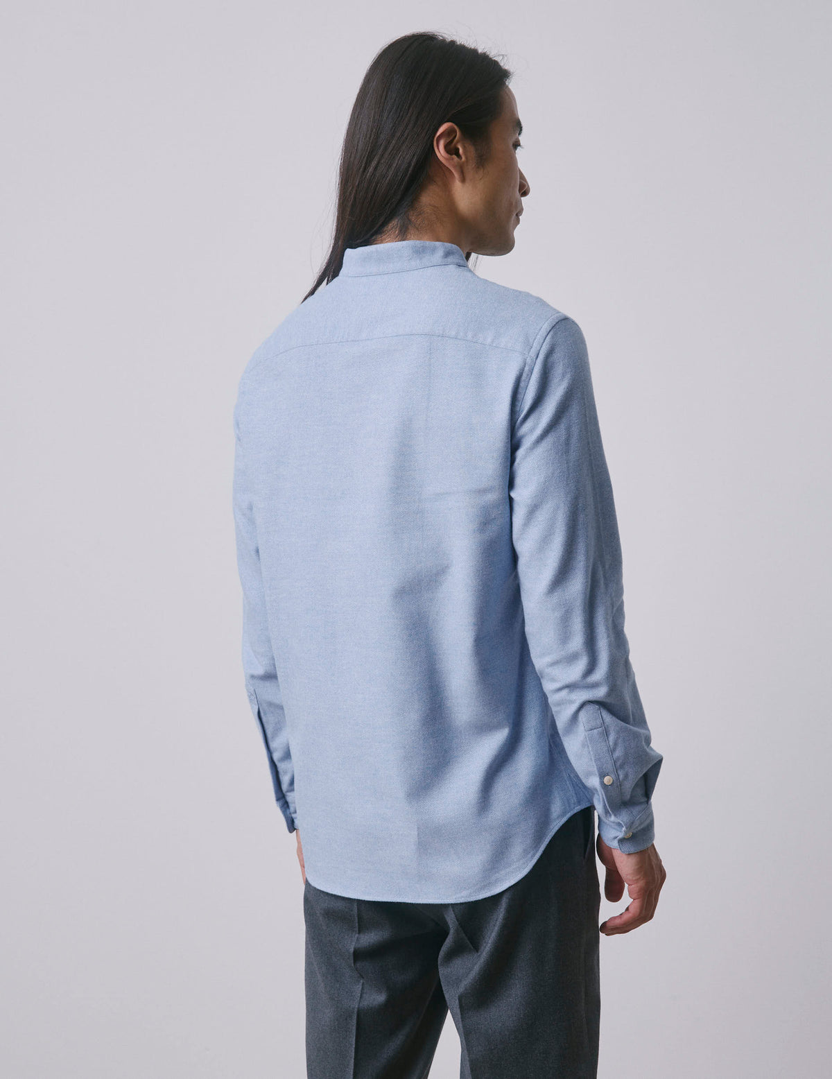 Chemise Carl en flanelle bleu clair - Flanelle - Col Carl