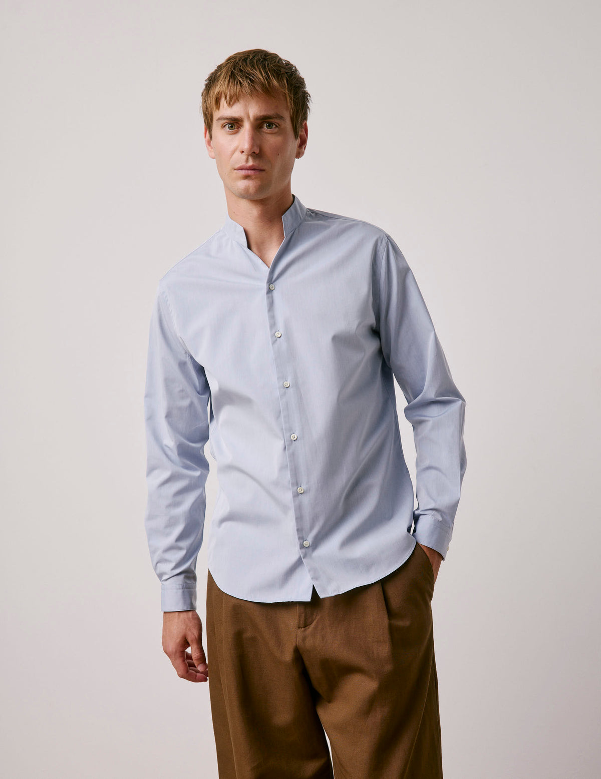 Chemise Carl Voyage bleue - Popeline - Col Carl#3