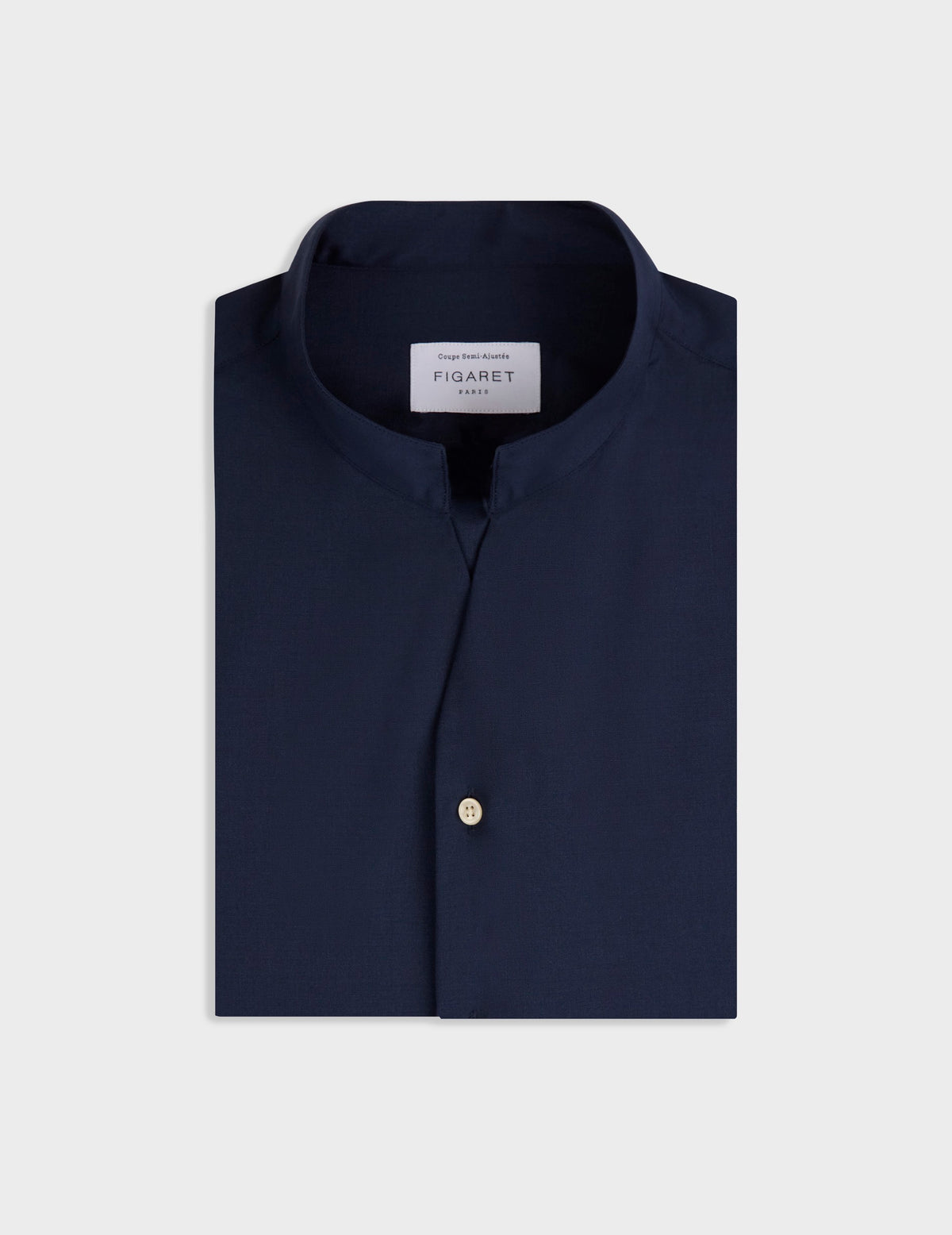 Chemise Carl en laine vierge bleu marine - Laine - Col Carl